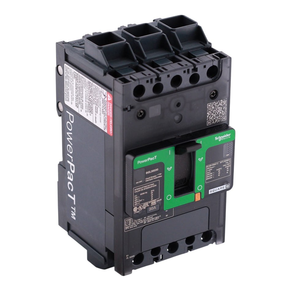 Square D PowerPacT B, BGL36030, 30A, 3P, 600Y/347V, 18kA, Thermal-Magnetic, EverLink Lug, MCCB
