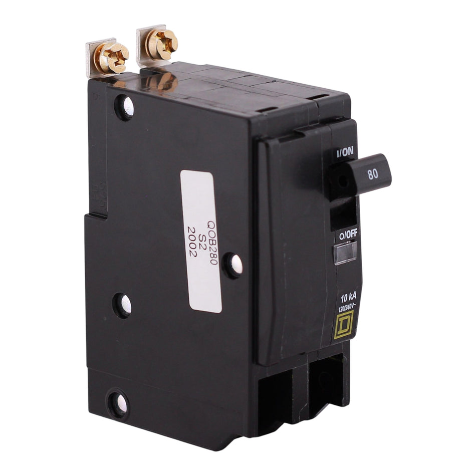 Square D QO, QOB280, 80A, 2P, 120/240V, 10kA, Thermal Magnetic, Bolt-On, Circuit Breaker