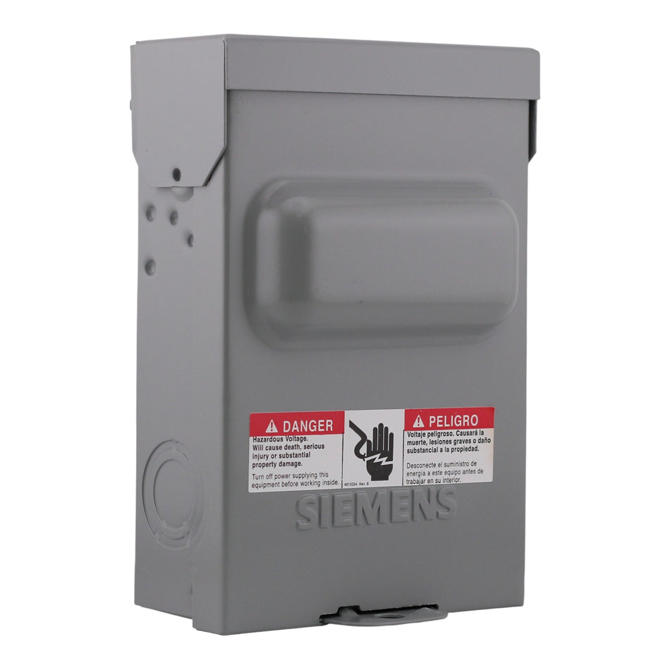 Siemens WN2060, 60A, 2P, 240V, Non-Fused Pull-Out AC Disconnect, NEMA 3R