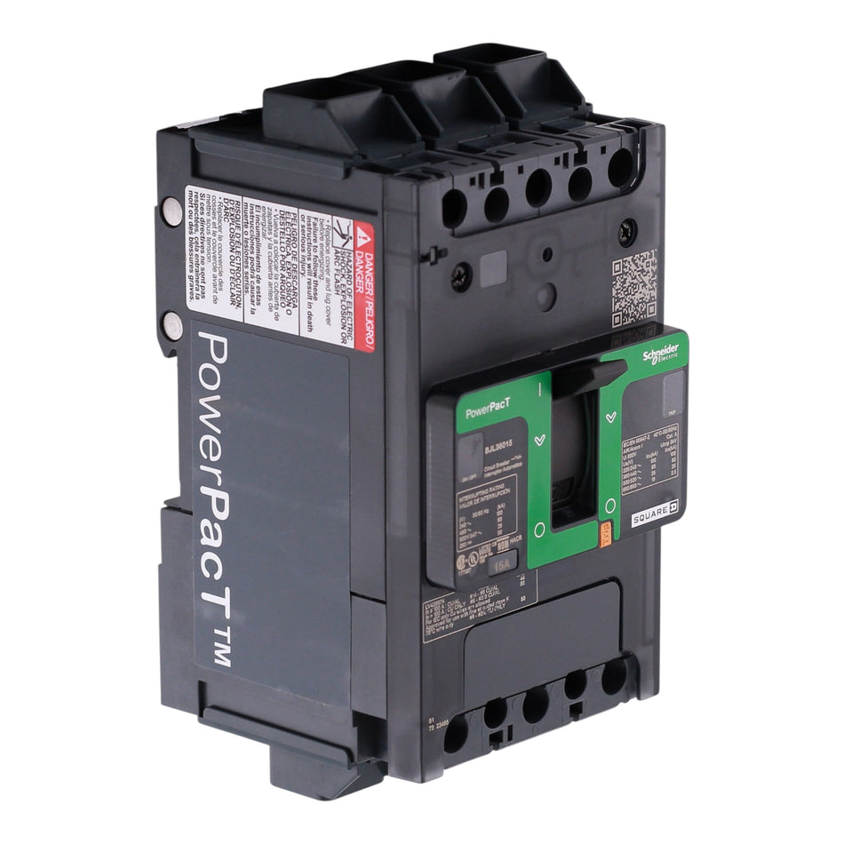 Square D PowerPacT B, BJL36015, 15A, 3P, 600Y/347VAC, 25kA, Unit Mount, Thermal Magnetic, Circuit Breaker