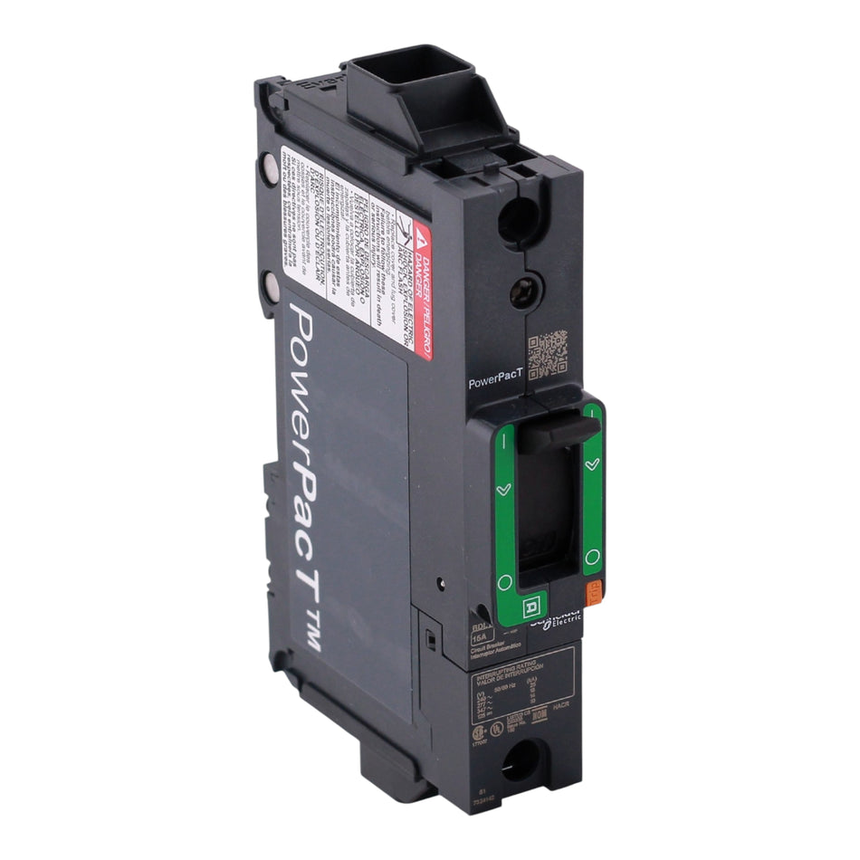 Square D PowerPacT B, BDL16015, 15A, 1P, 600Y/347V, 14kA, Unit Mount, EverLink Lug, Thermal-Magnetic, 80%, MCCB