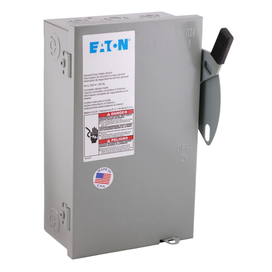 Eaton DG, DG221UGB, 30A, 2-Pole, 240VAC, NEMA 1, General Duty Non-Fusible Safety Switch