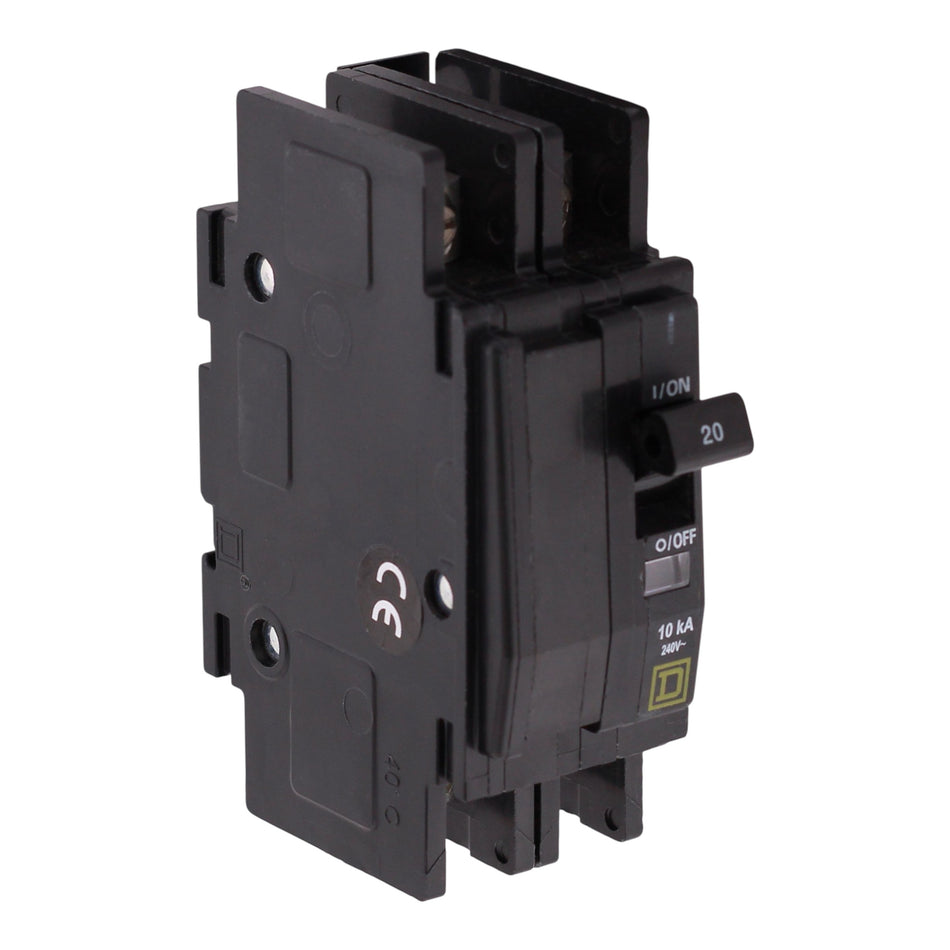 Square D QOU, QOU220H, 20A, 2P, 240VAC, 10kA, Unit Mount, Standard, Circuit Breaker