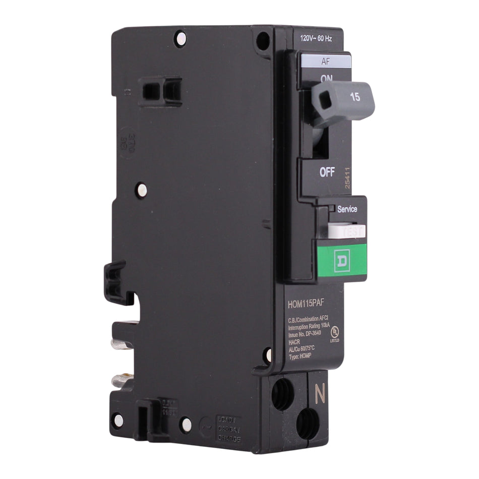 Square D Homeline, HOM115PAF, 15A, 1P, 120V, AFCI, Plug-On Neutral, Circuit Breaker