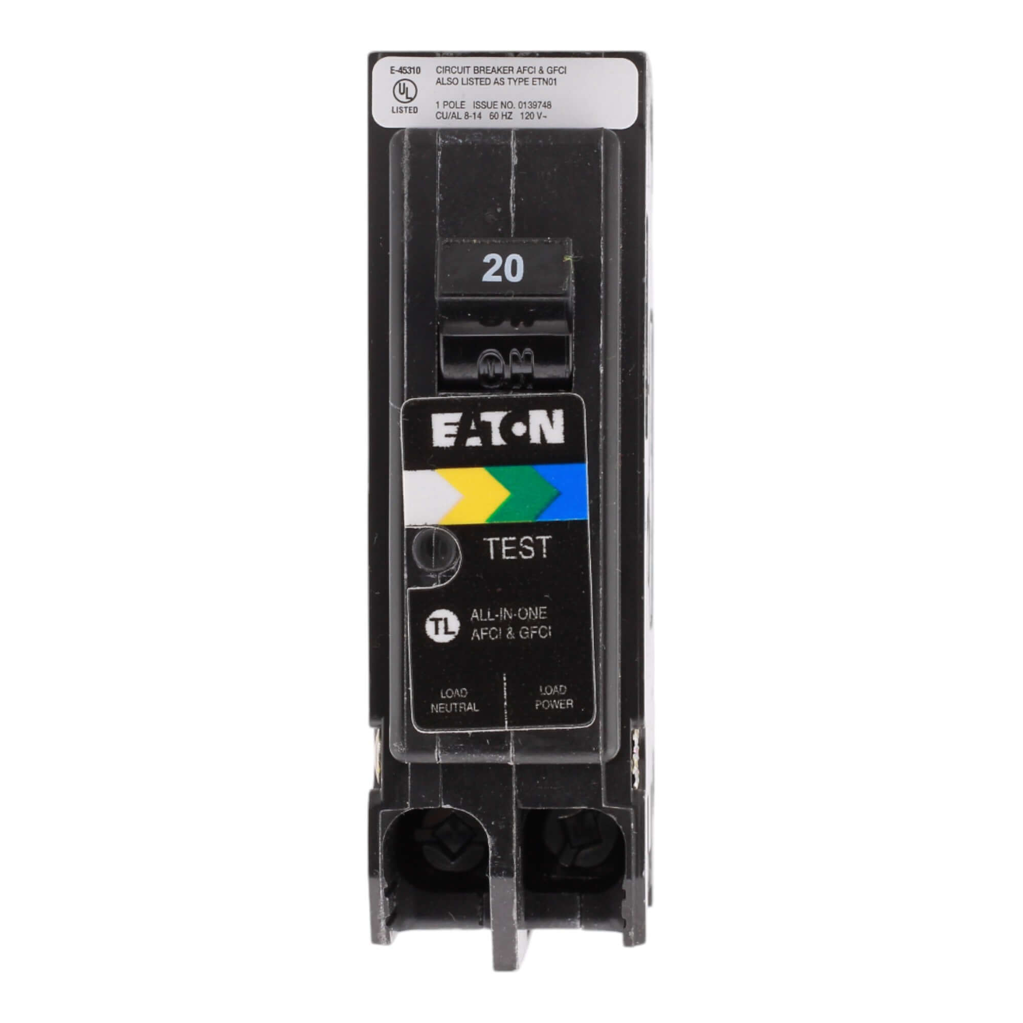 Eaton BRP120A1CS 20A 120V 1-Pole AFCI/GFCI Circuit Breaker Plug-On Neutral