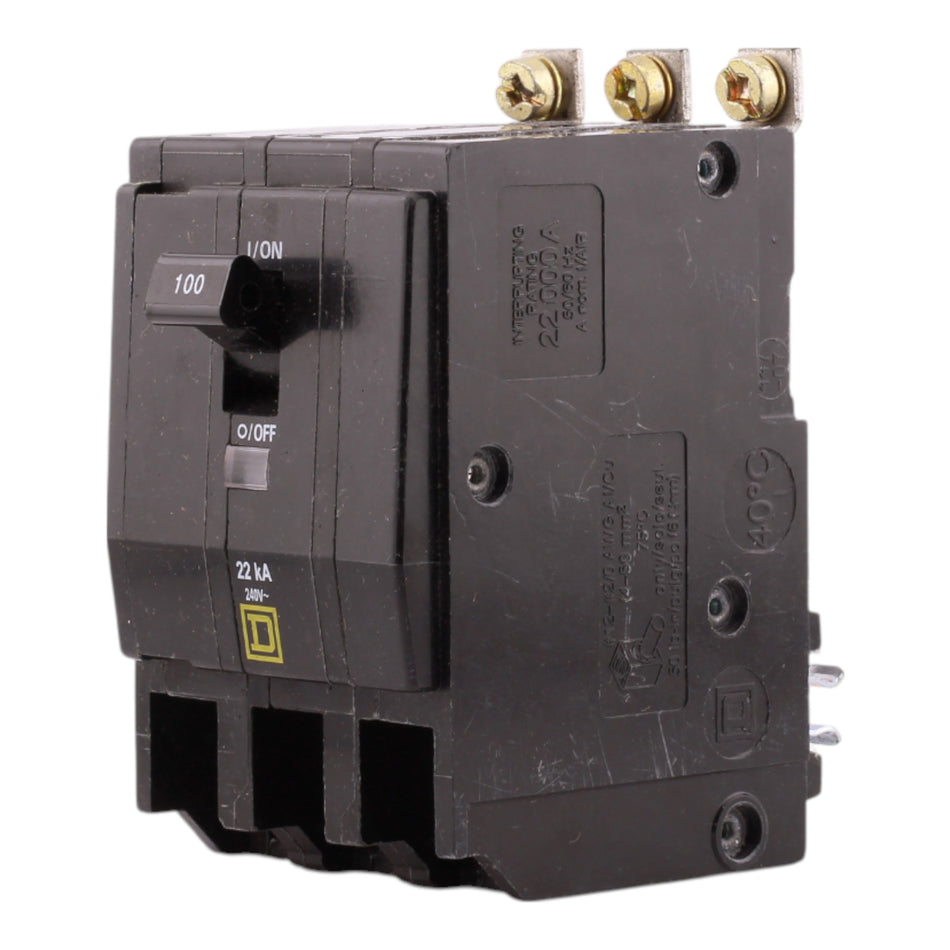 Schneider Electric QO QOB3100VH 100A 3P 120/240V Standard Bolt-On Circuit Breaker