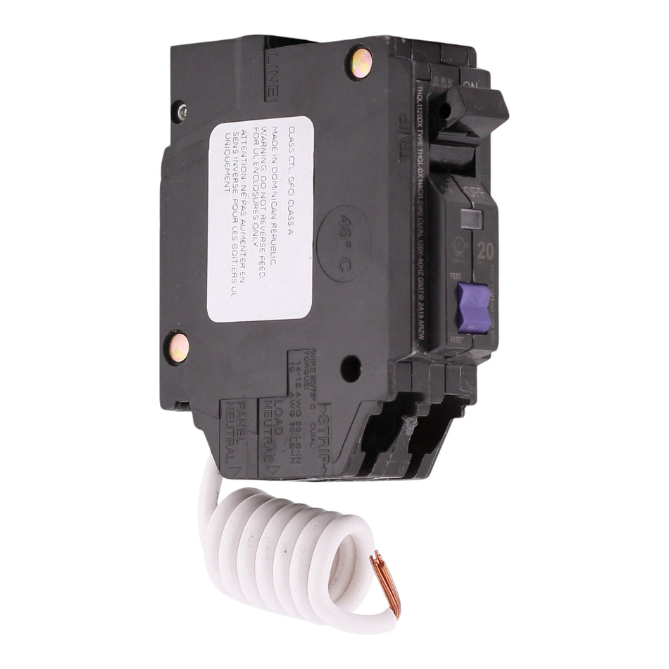 ABB Q-Line, THQL1120DX, 20A, 1P, 120V, AFCI/GFCI, Pigtail Neutral, Circuit Breaker