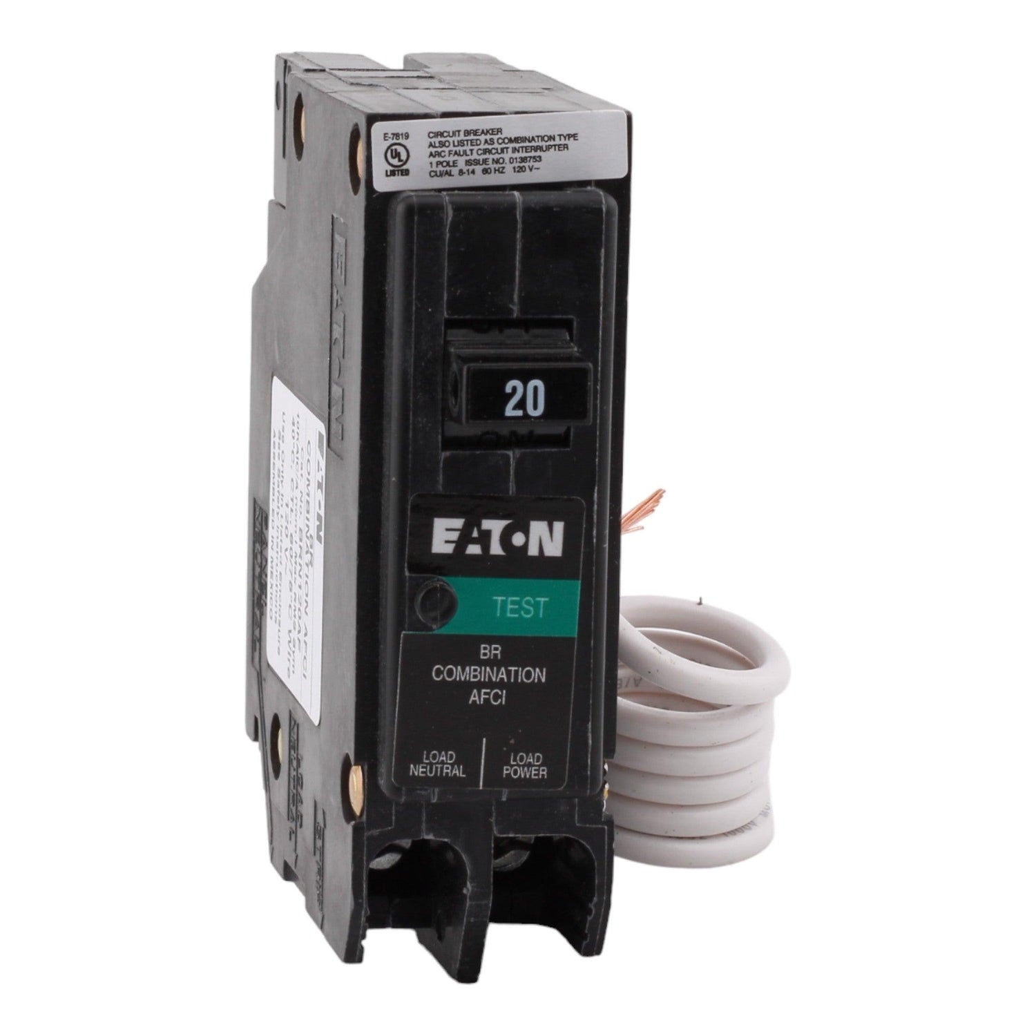 Eaton BRN120AF Arc Fault Circuit Breaker | 20A 1-Pole 120V | AFCI | New