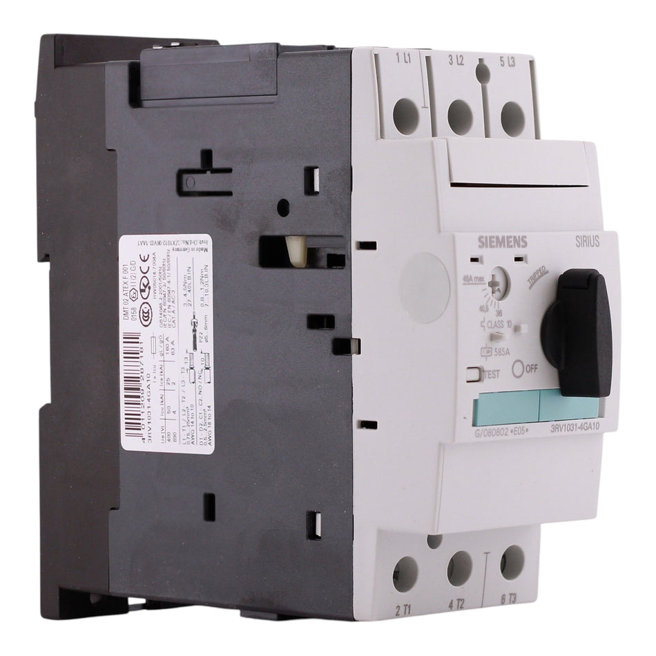 Siemens SIRIUS 3RV1, 3RV1031-4GA10, 36-45A, 3P, 690V, Motor Protection, Circuit Breaker