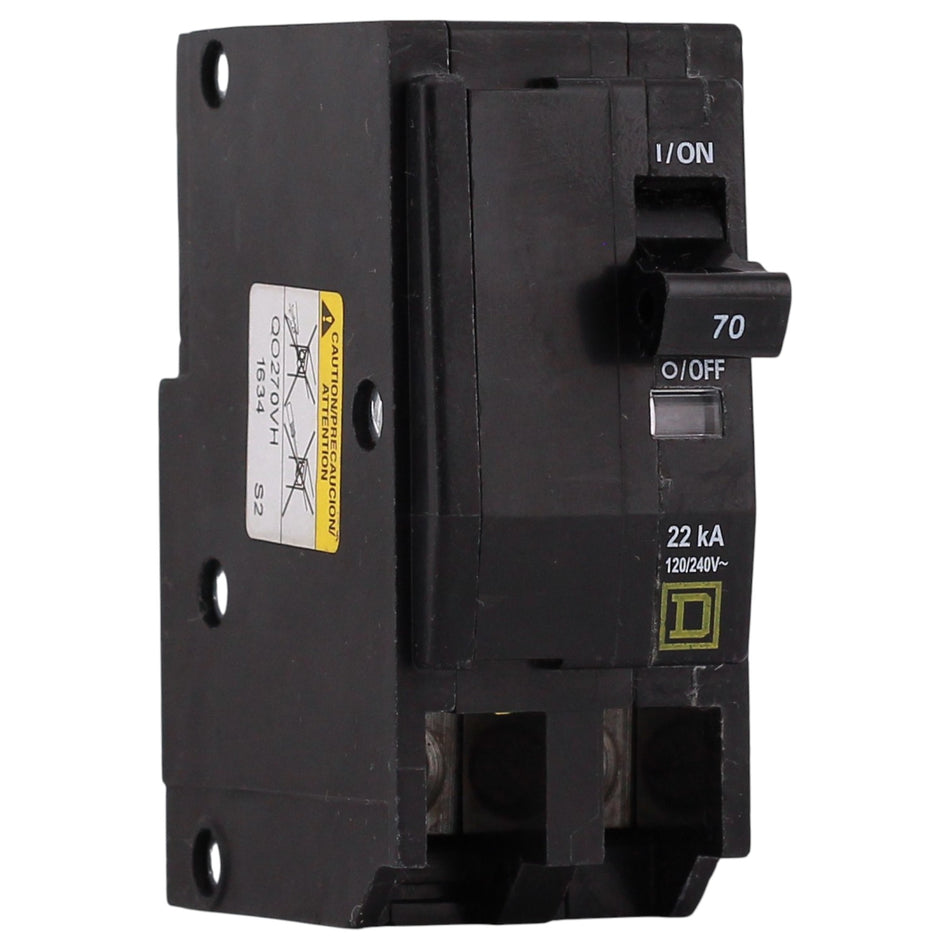 Square D QO, QO270VH, 70A, 2P, 120/240V, 22kA, Plug-In, Thermal-Magnetic, Circuit Breaker