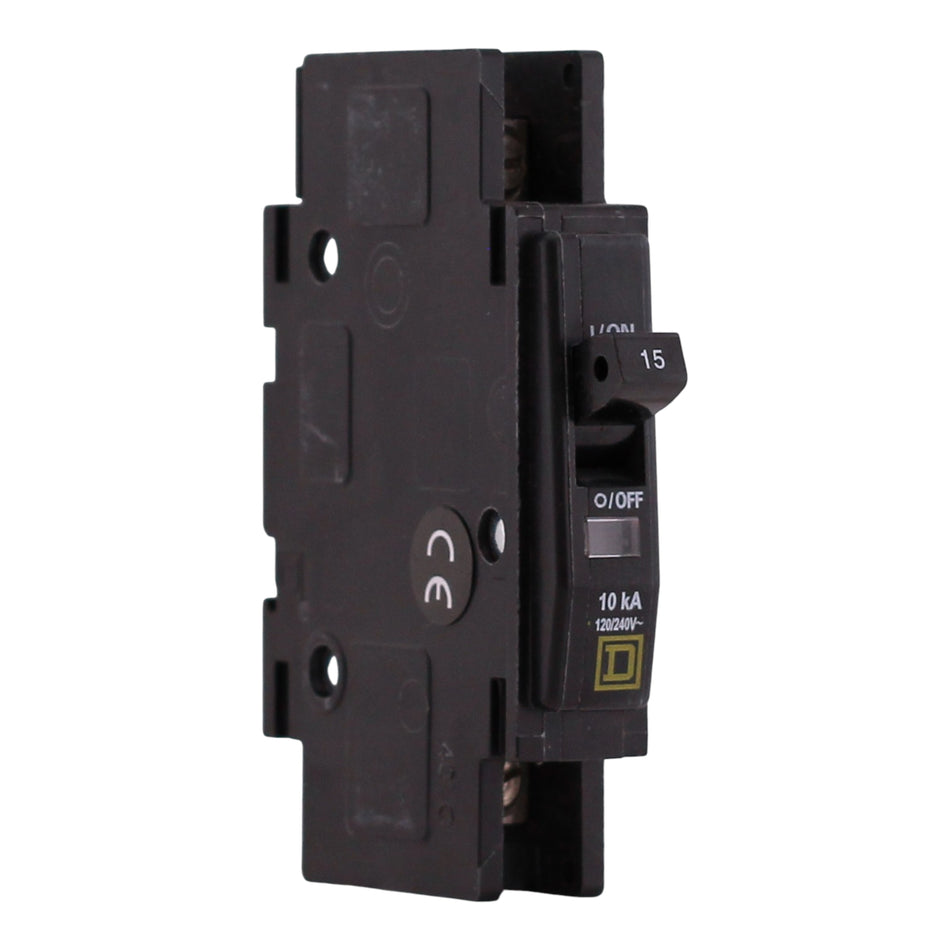 Square D QOU, QOU115, 15A, 1P, 120/240V, 10kA, Unit Mount, Slotted Box Lug, Thermal-Magnetic, Circuit Breaker