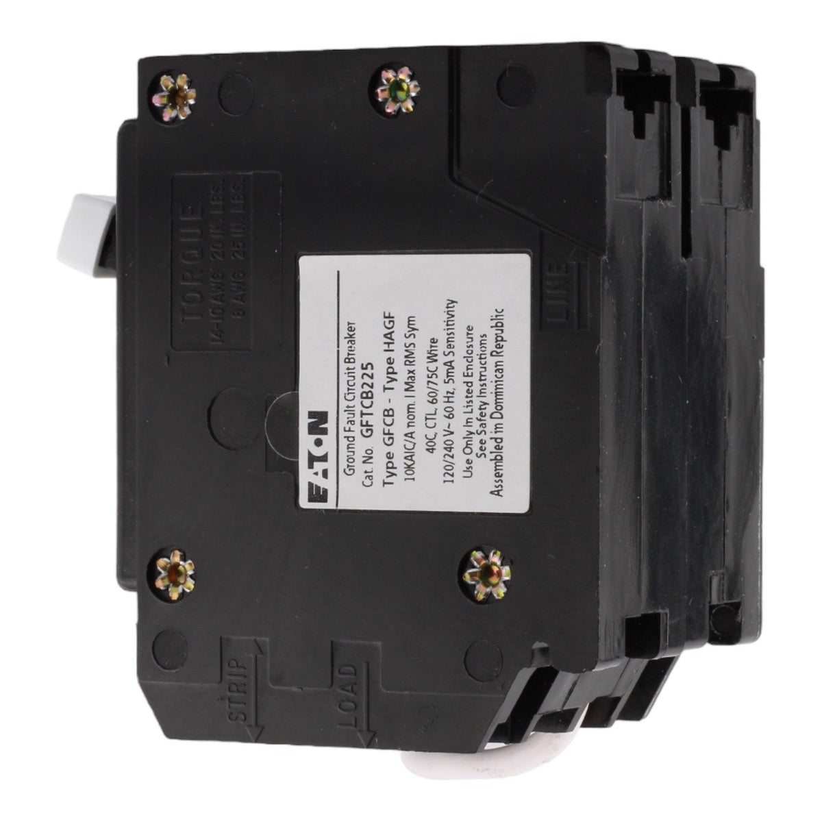 Eaton GFTCB225 25 Amp Double Pole 240V Pigtail-Neutral GFCI Ground Fault Circuit Breaker UL