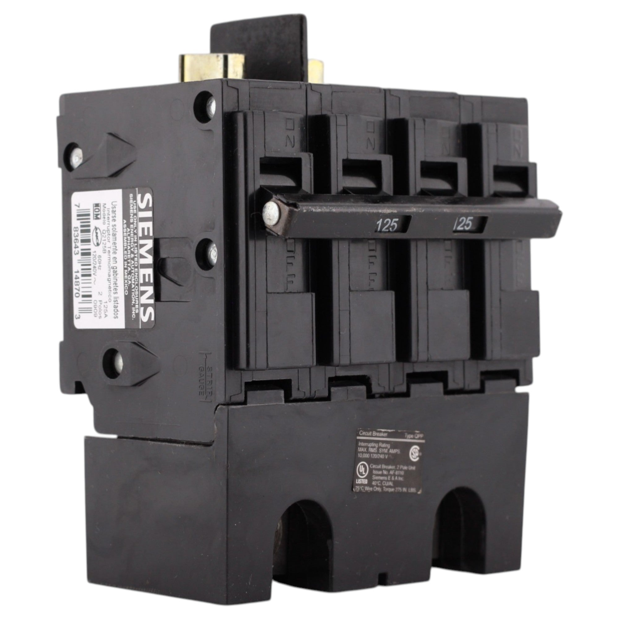 Siemens Q, Q2125B, 125A, 2P, 120/240V, Bolt-In, Circuit Breaker – RES ...