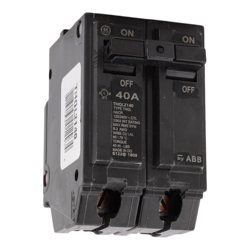 GE THQL2140, 40A, 120/240V, 2-Pole Circuit Breaker, Plug-In, for Load Centers and Lighting Panels