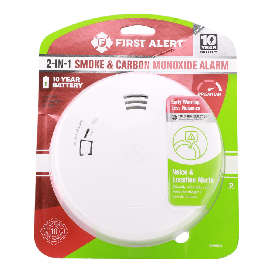 First Alert SMCO210V 10-Year Battery 2-in-1 Smoke & CO Alarm with Voice