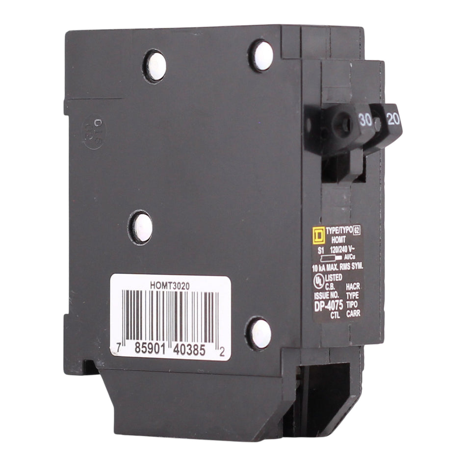 Square D HOM, HOMT3020, 30A/20A, 1P, 120/240V, Tandem, Circuit Breaker