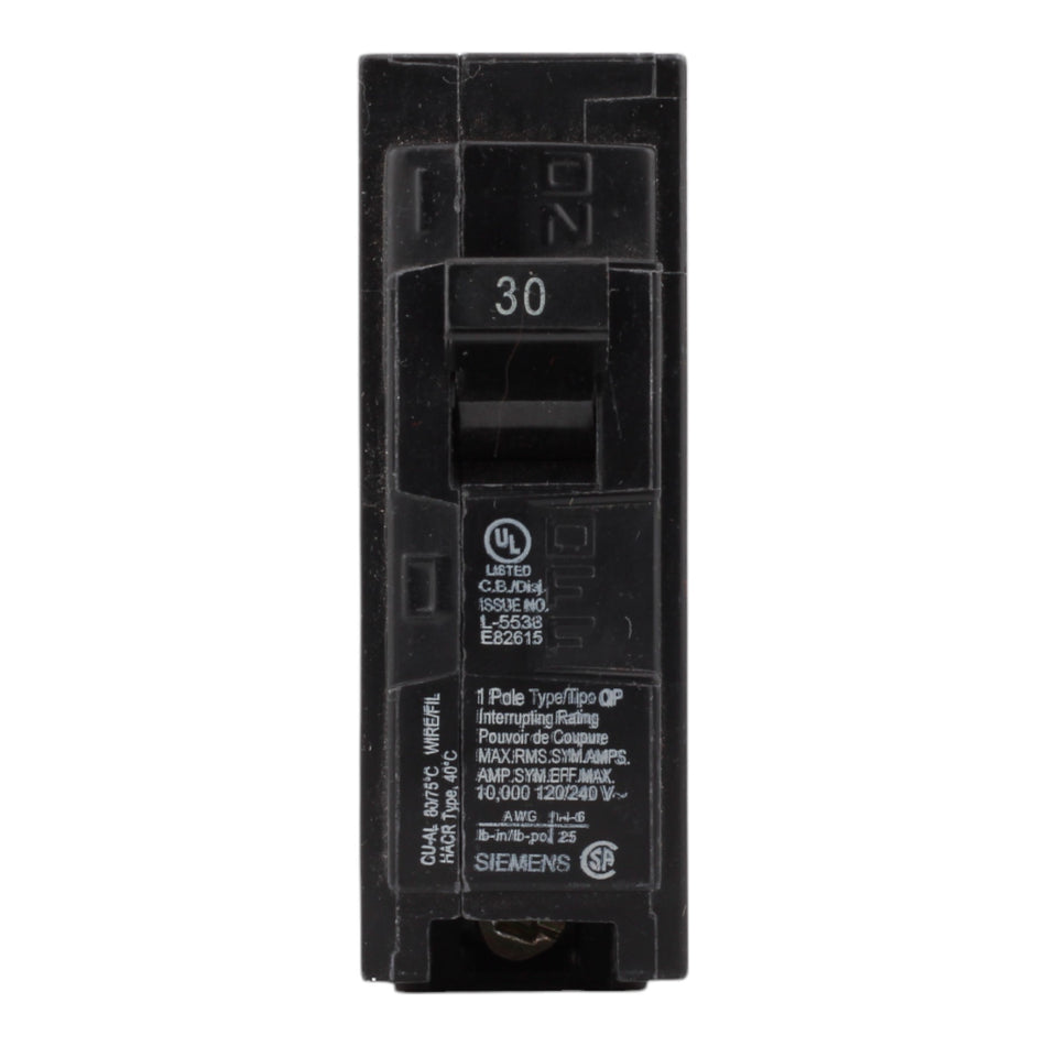 Siemens Q130 30A 120V 1P Thermal Magnetic Breaker, Plug-In – RES LLC Store