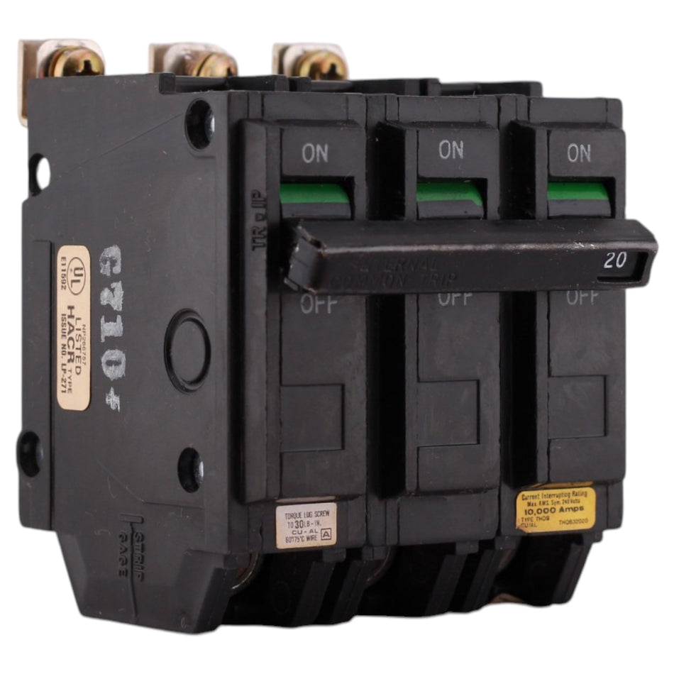 GE Q-Line, THQB32020, 20A, 3P, 240V, 10kAIC, Bolt-On, Circuit Breaker