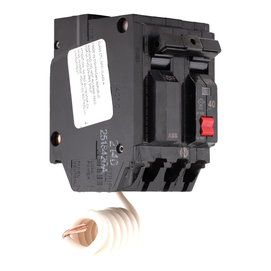 GE Q-Line THQL2140GFT2 40A 2P 120/240V GFCI Pigtail Neutral Circuit Breaker