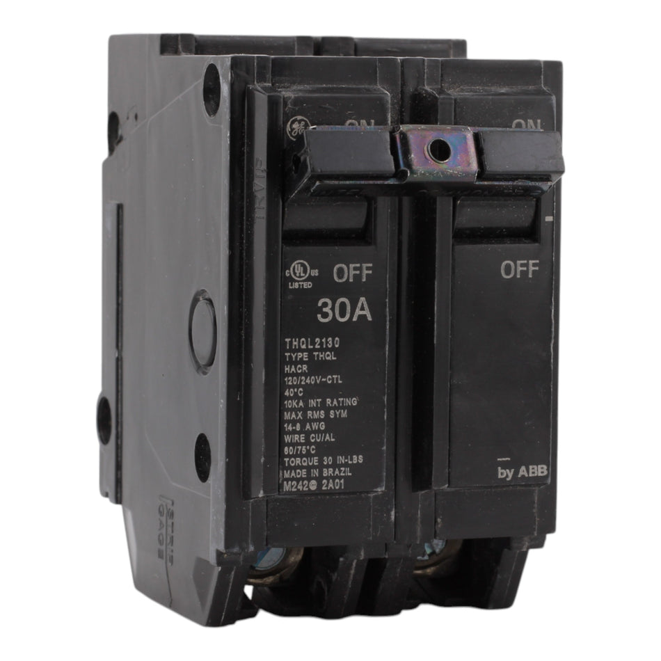 GE THQL2130 30A 2P 120/240V Q-Line Plug-In Circuit Breaker