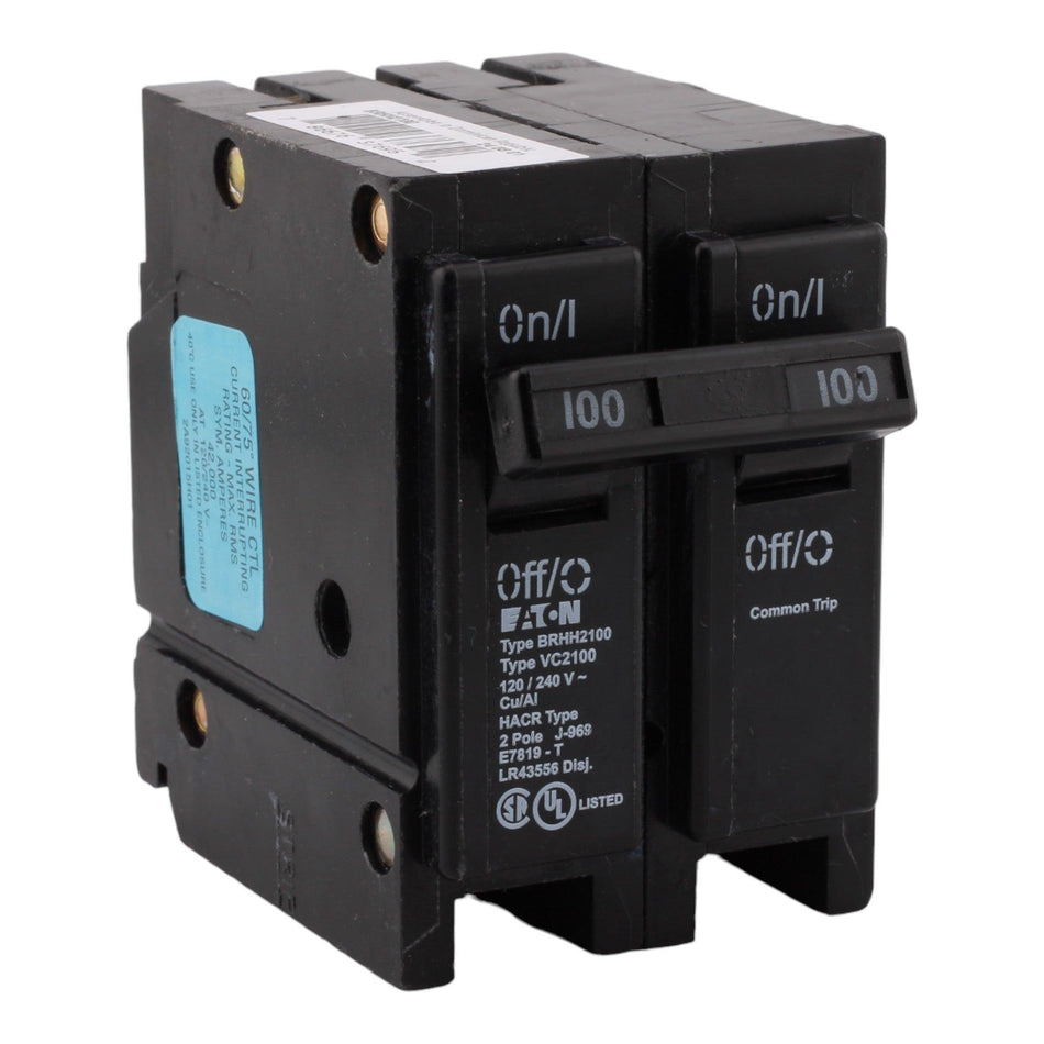 Eaton BRHH2100 100 Amp Double Pole 240V Plug-In Standard Trip Circuit Breaker UL