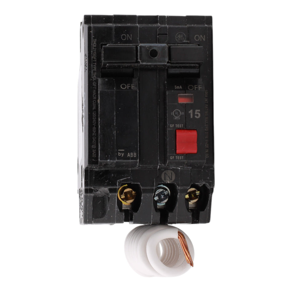 GE THQL2115GFT 15A 2P 120/240V GFCI Circuit Breaker