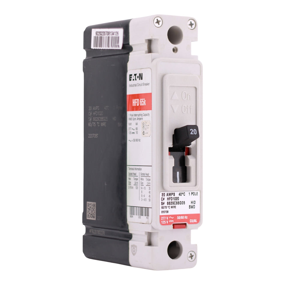 Eaton Series C, HFD1020, 20A, 1P, 277V, Bolt-On, MCCB