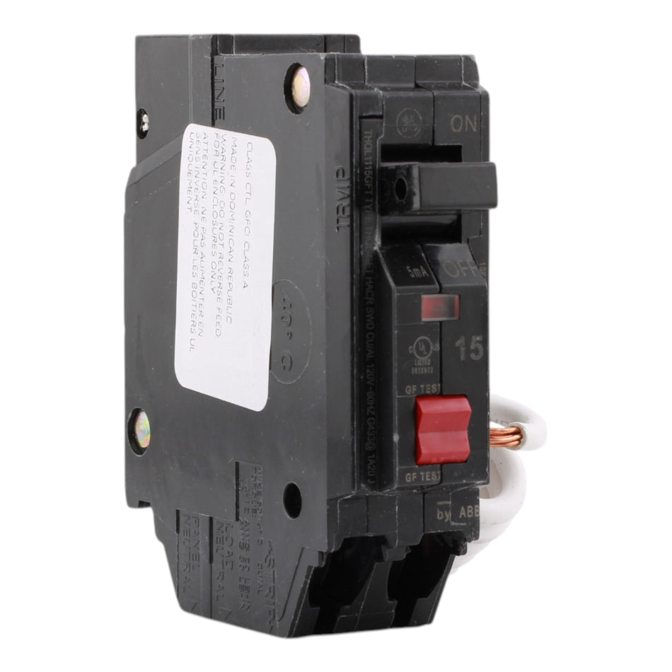 GE THQL1115GFTP 15A 1P 120V GFCI Self-Test Circuit Breaker