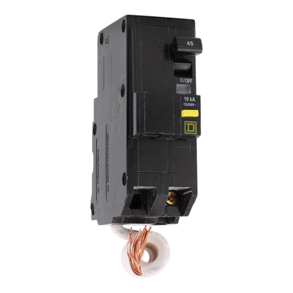 Square D QO245GFI, 45A, 120/240V, 2-Pole GFCI Circuit Breaker, Plug-In, for QO Load Centers