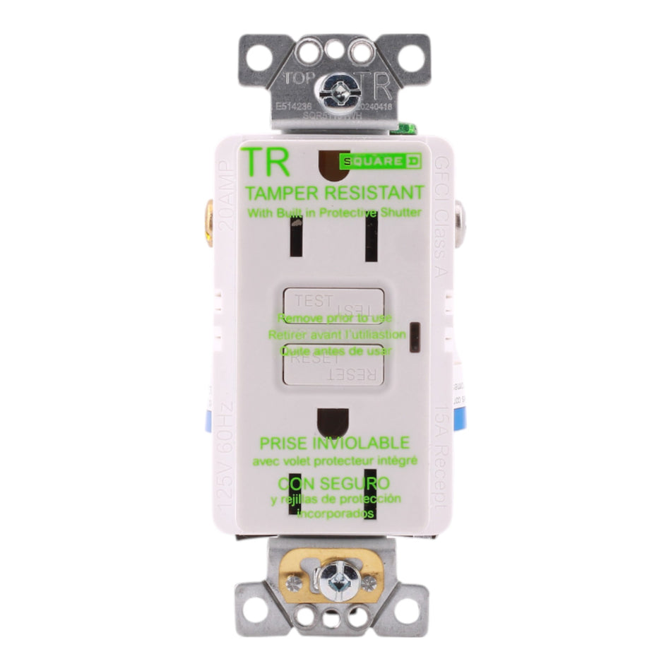 Schneider Electric X Series SQR51101WH 15A 125V GFCI Tamper Resistant Outlet White