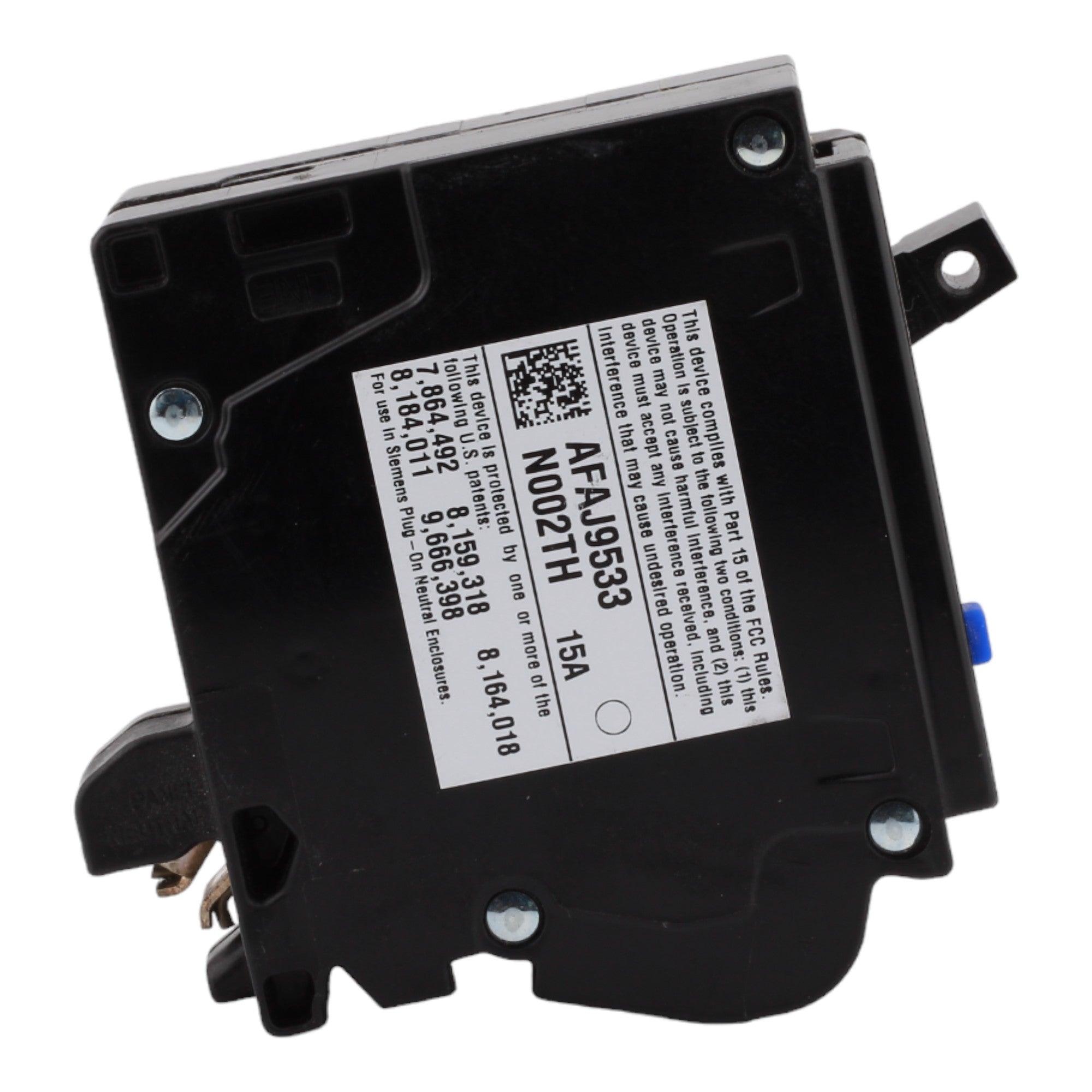 Siemens QA115AFCN 15A 1P 120V AFCI Plug on Neutral Circuit Breaker