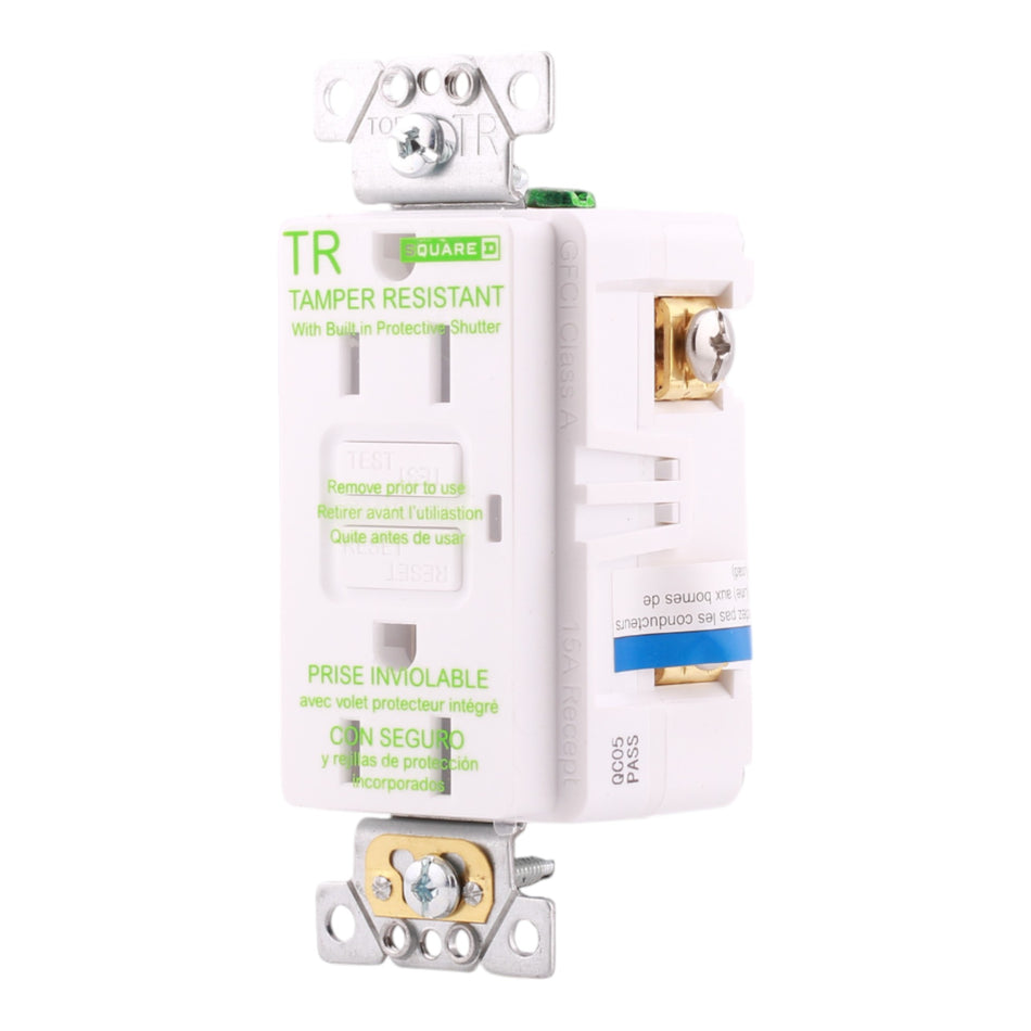 Schneider Electric X Series SQR51101WH 15A 125V GFCI Tamper Resistant Outlet White