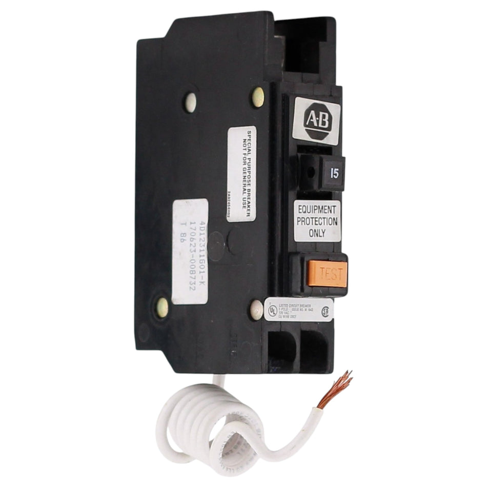 Allen-Bradley 1492-MC, 1492-MCEA115, 15A, 1P, 120V, GFEP, Panel Mount, Circuit Breaker