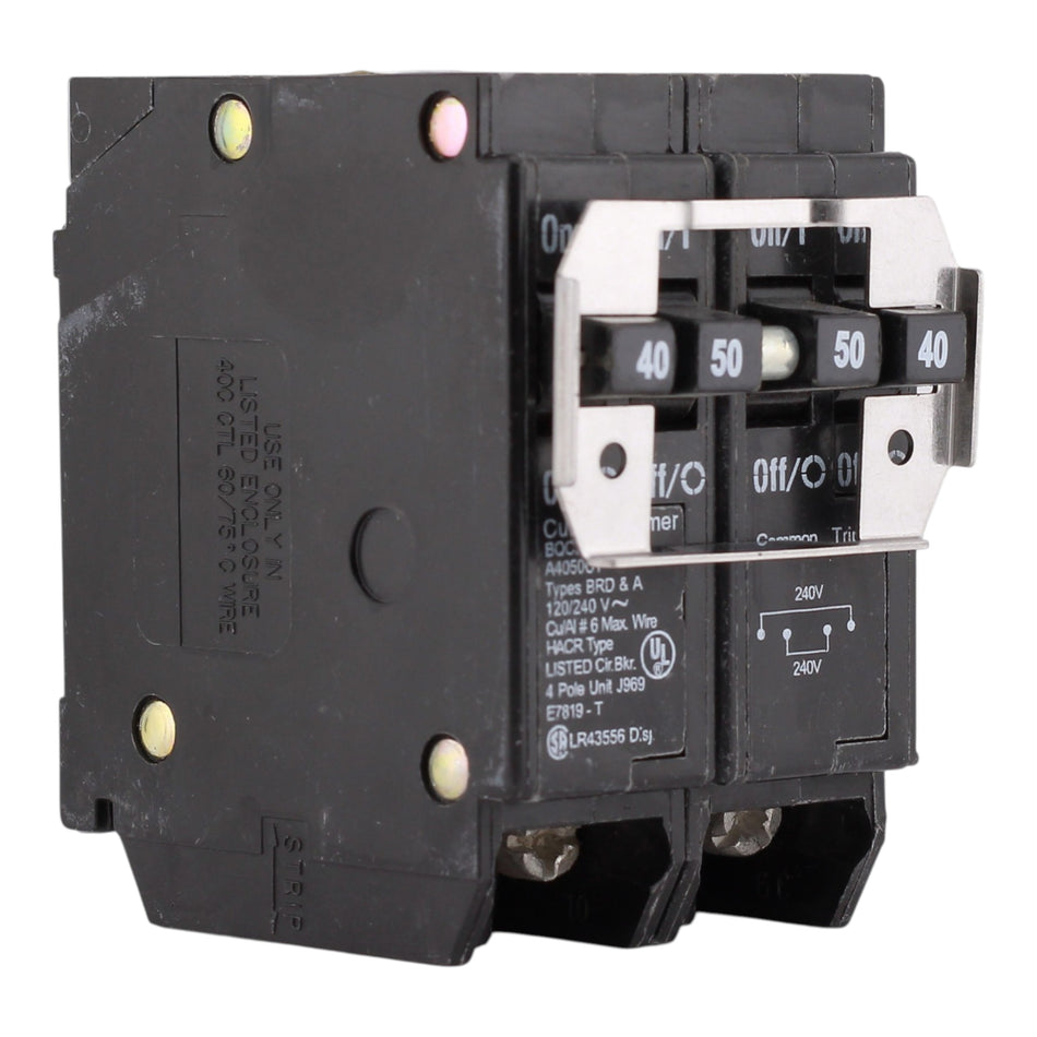 Eaton BR, BQC240250, 40A/50A, 4P, 120/240V, Quadplex, Circuit Breaker