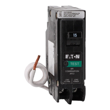 Eaton BRN115AF 15 Amp Single Pole 120V Pigtail-Neutral AFCI Arc Fault Circuit Breaker UL