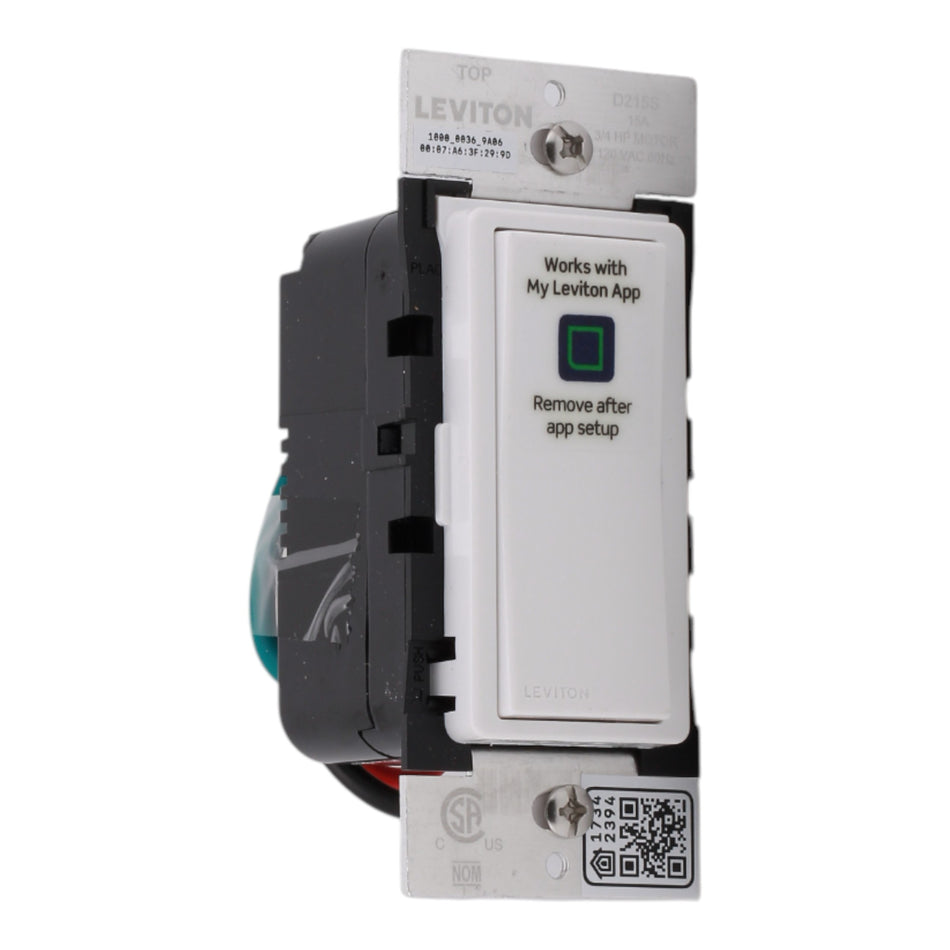 Leviton Decora Smart Wi-Fi D215S-1BW 15A Switch Neutral Required