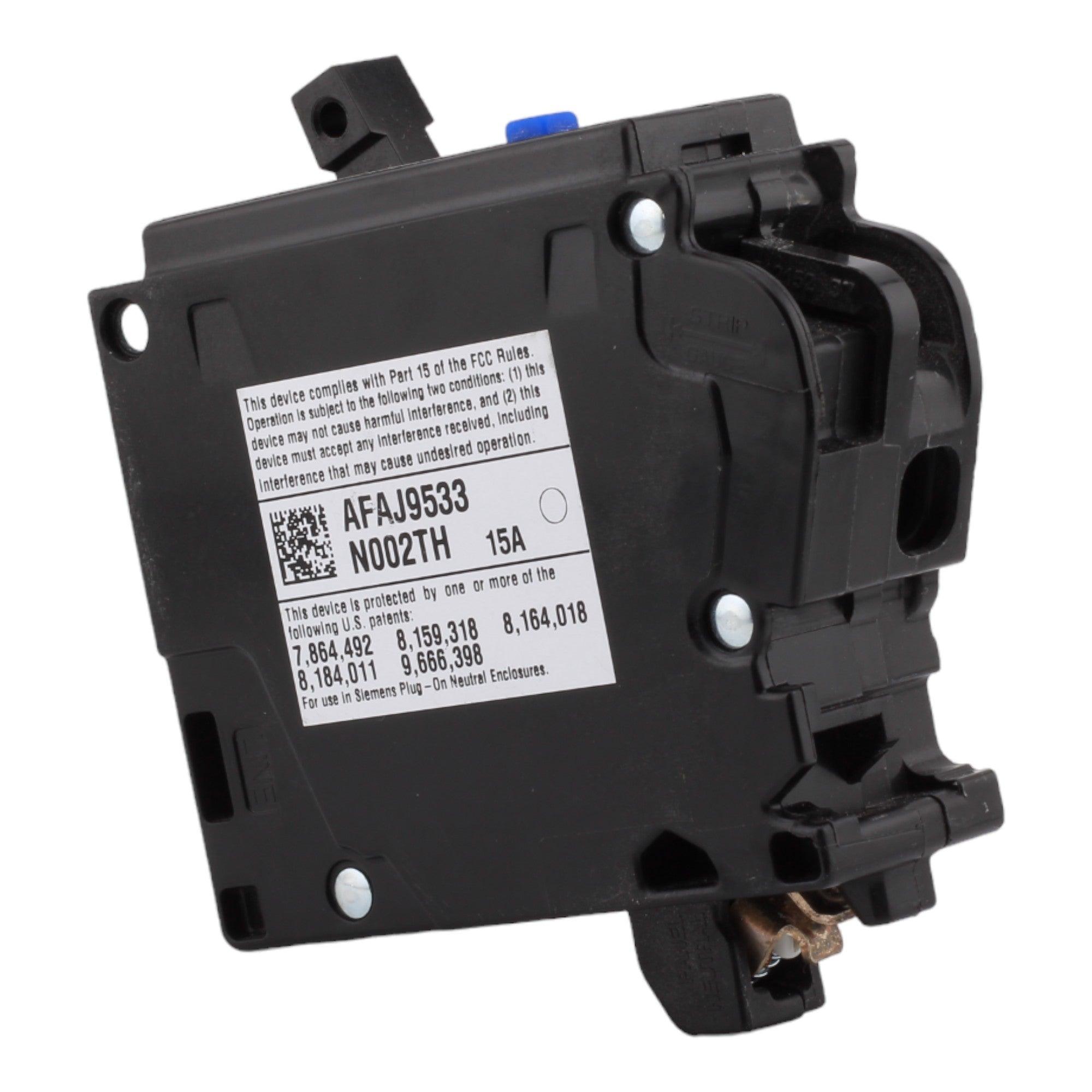 Siemens QA115AFCN 15A 1P 120V AFCI Plug on Neutral Circuit Breaker
