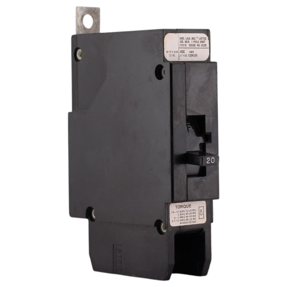 Challenger CH, CH1020, 20A, 1P, 277V, Bolt-On, Circuit Breaker