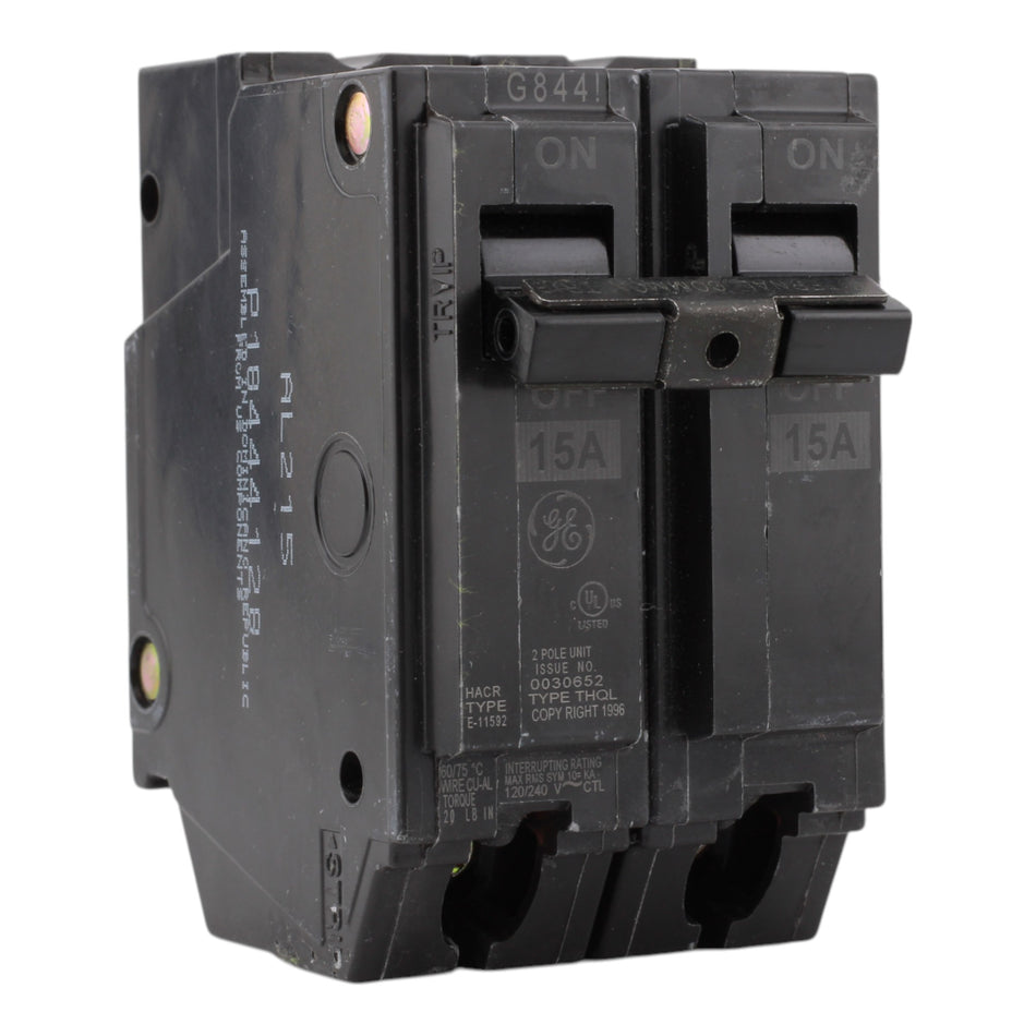 GE THQL2115 15A 2P 120/240V Q-Line Plug-In Circuit Breaker