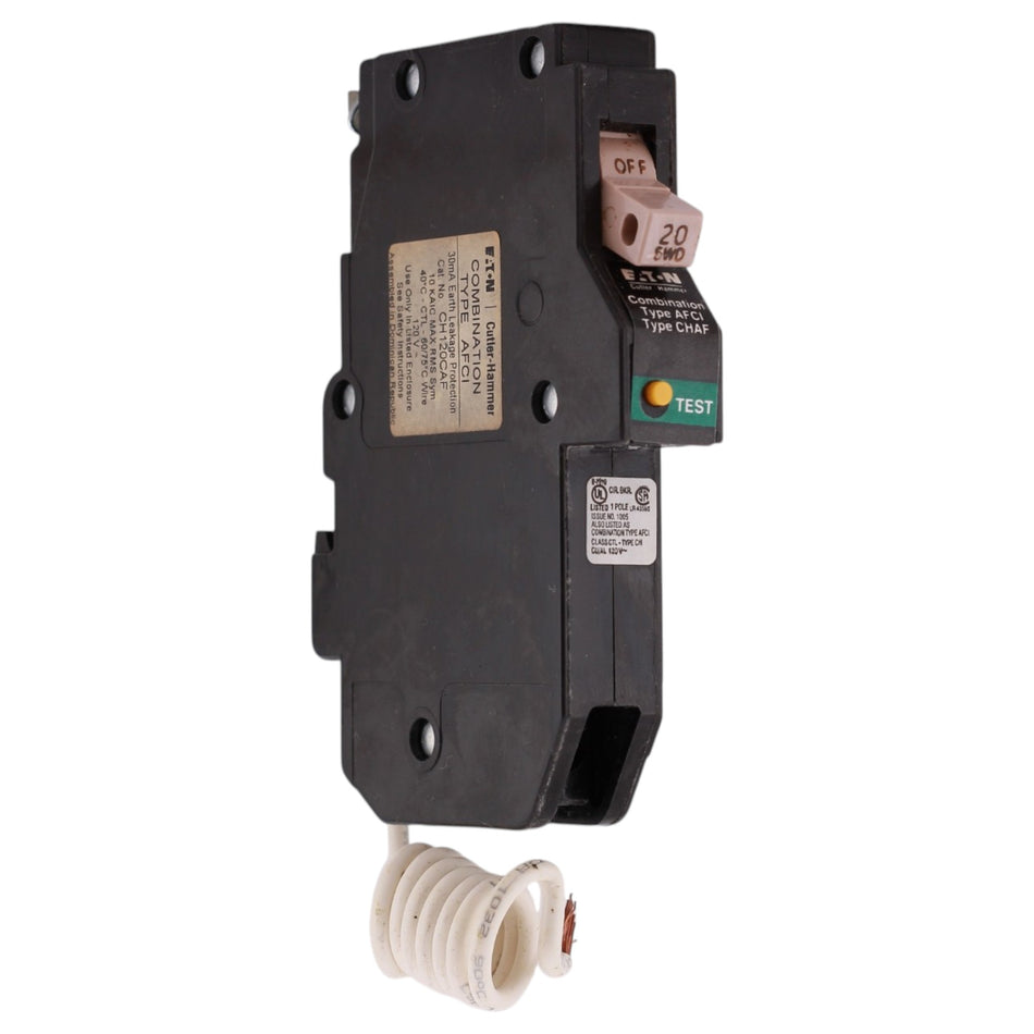 Eaton CH, CH120CAF, 20A, 1P, 120/240V, AFCI, Pigtail Neutral, Circuit Breaker