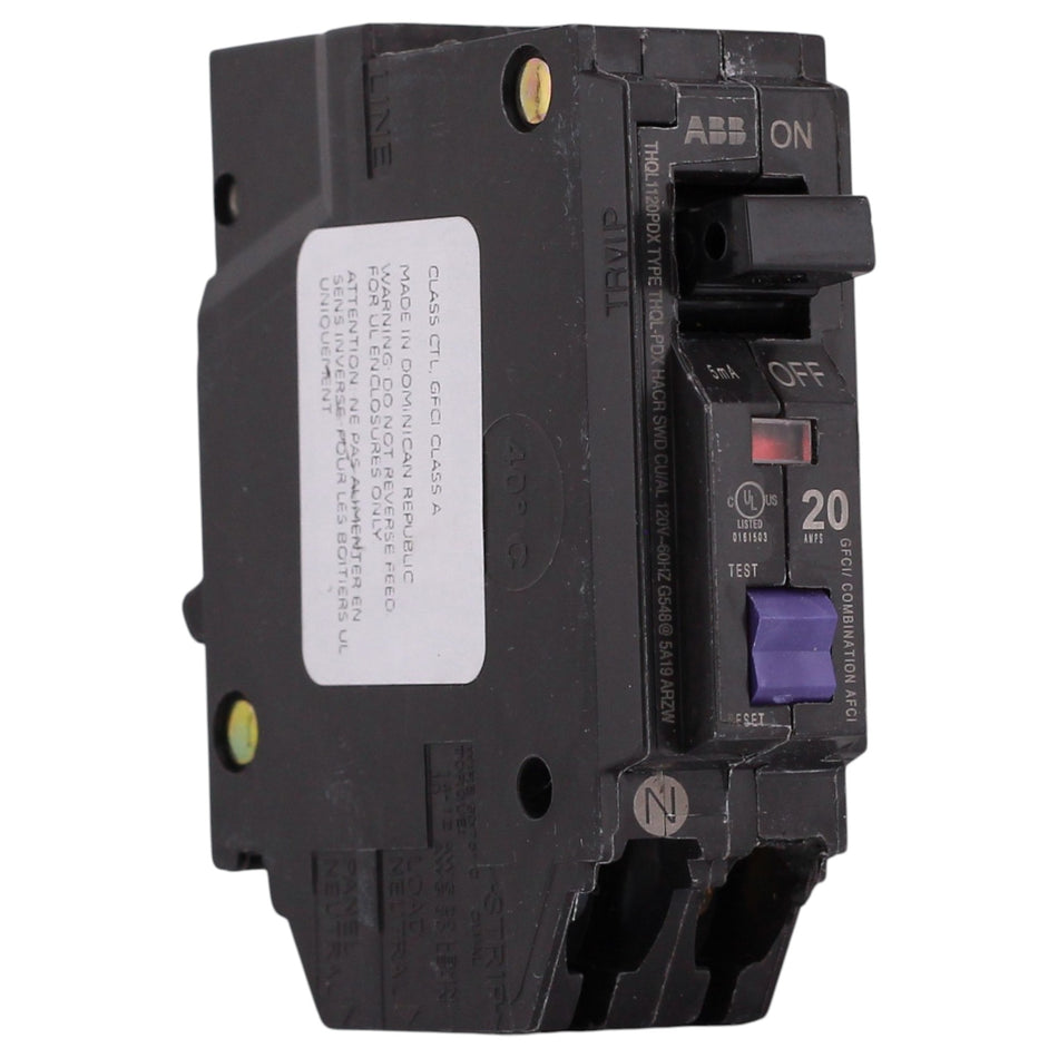 GE Q-Line, THQL1120PDX, 20A, 1P, 120V, DFCI AFCI/GFCI, Plug-On Neutral, Circuit Breaker