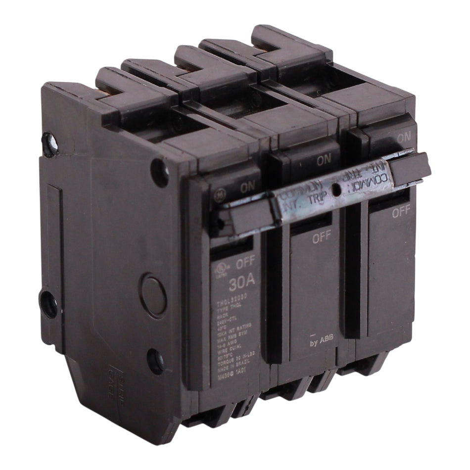 GE Q-Line, THQL32030, 30A, 3P, 120/240V, 10kA, Plug-In, Thermal-Magnetic, Circuit Breaker