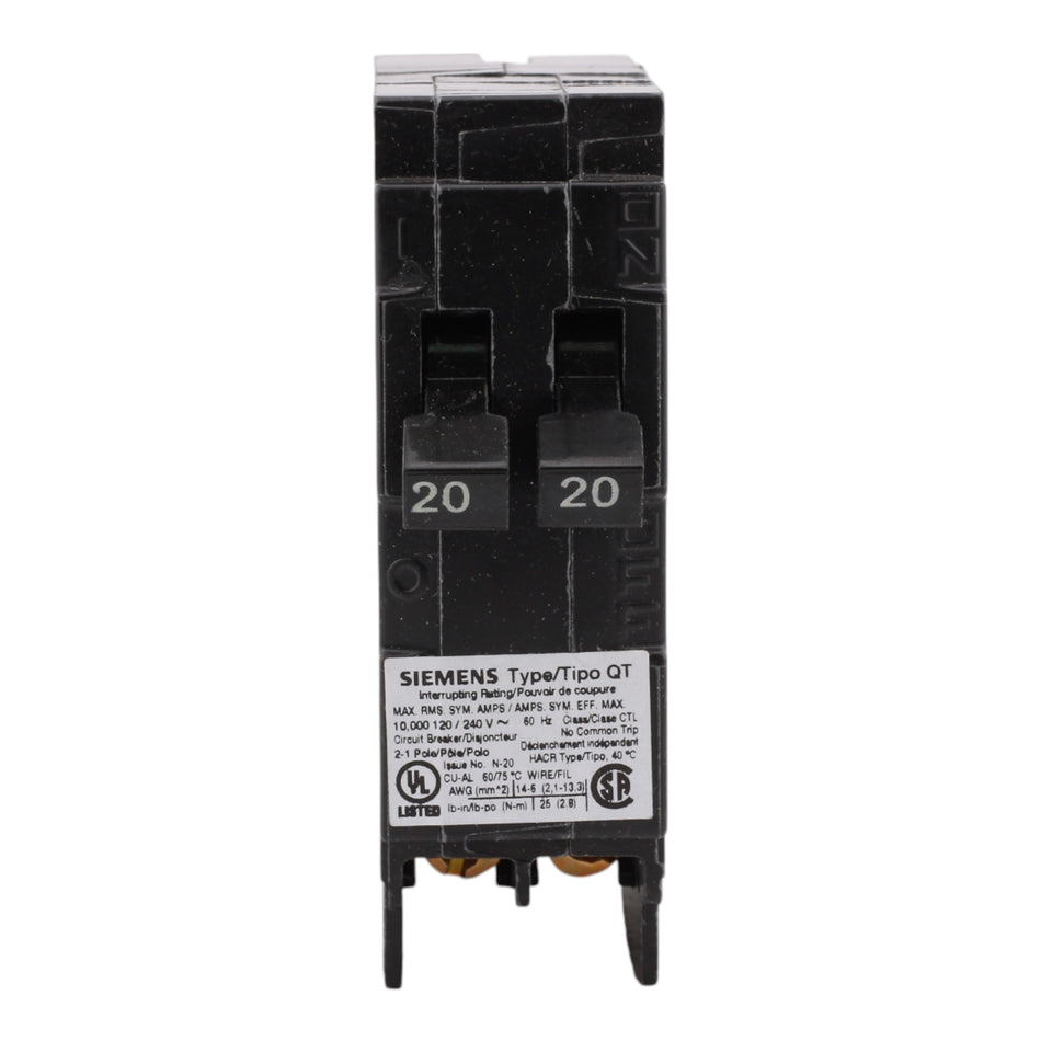Siemens Q2020 Tandem 20/20A 1P 120V 10kA Circuit Breaker – RES LLC Store