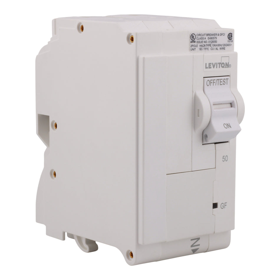 Leviton LB250-G 50A 2P 120/240V GFCI Plug-On Neutral Circuit Breaker