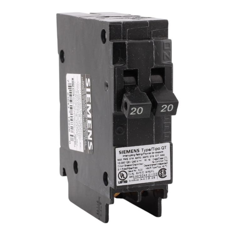 Q2020 Siemens Q2020 Tandem 20/20A 1P 120V 10kA Circuit Breaker – RES LLC Store
