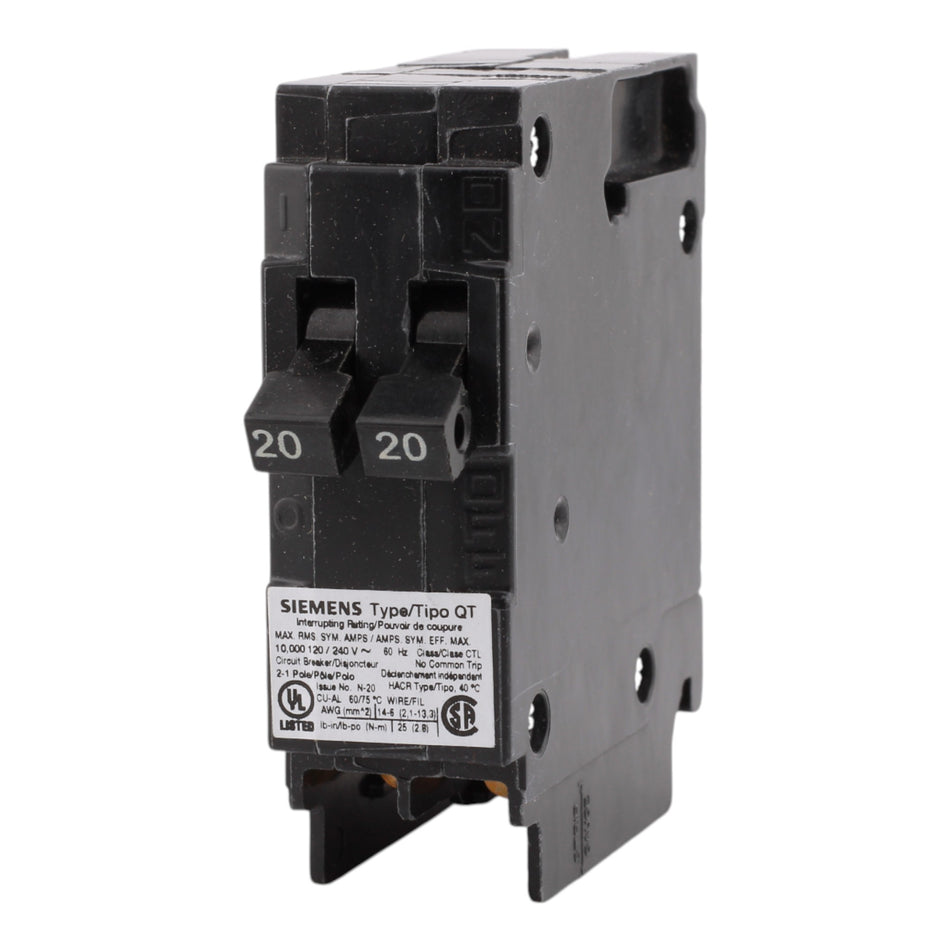 Q2020 Siemens Q2020 Tandem 20/20A 1P 120V 10kA Circuit Breaker – RES LLC Store