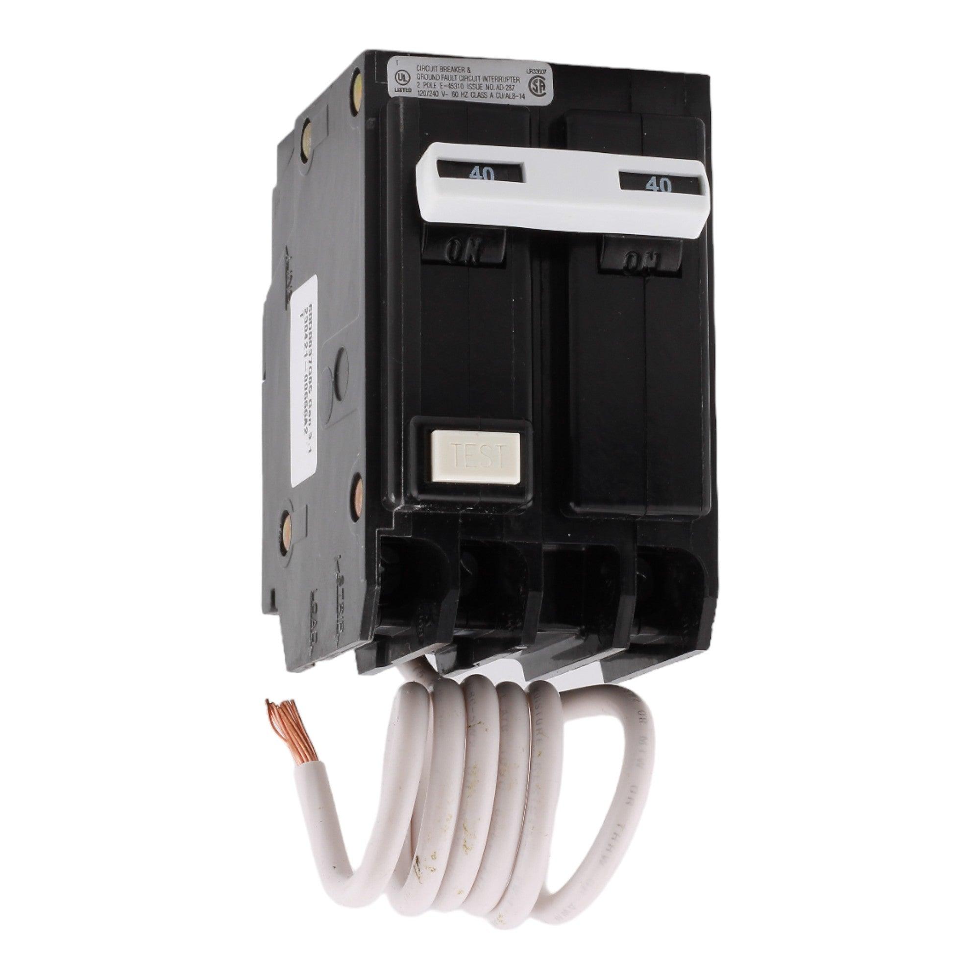 Eaton GFTCB240 40A 120/240V 2-pole GFCI Circuit Breaker Pigtail Neutral