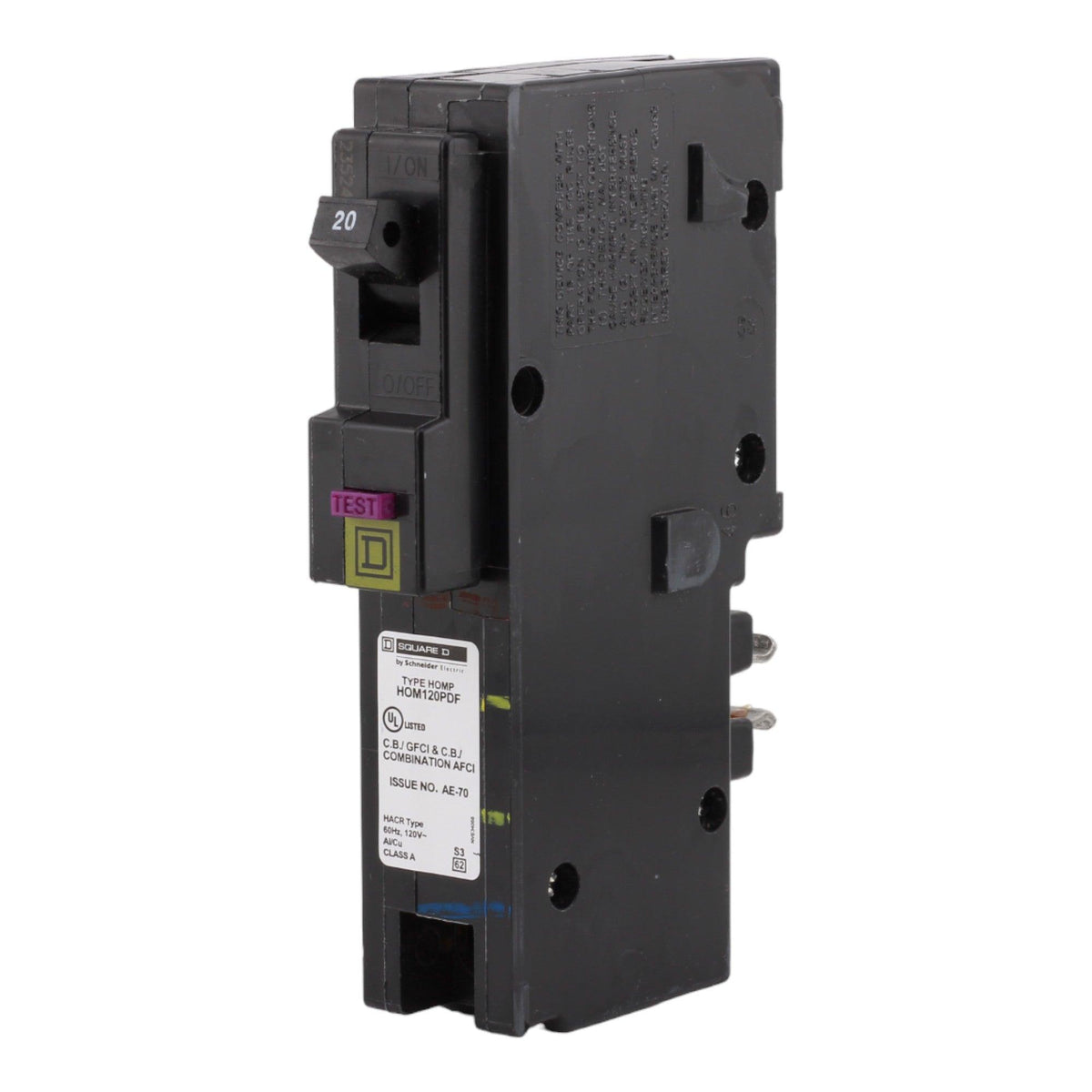 Square D Homeline HOM120PDF 20A 1P 120V AFCI/GFCI Plug on Neutral Circ ...