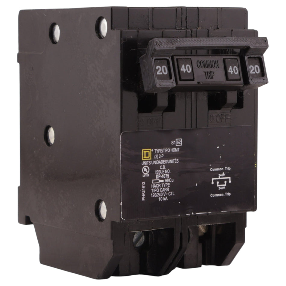 Square D Homeline, HOMT220240, 20A/40A, Quad Tandem, 120/240V, 10kA, Plug-In, Circuit Breaker