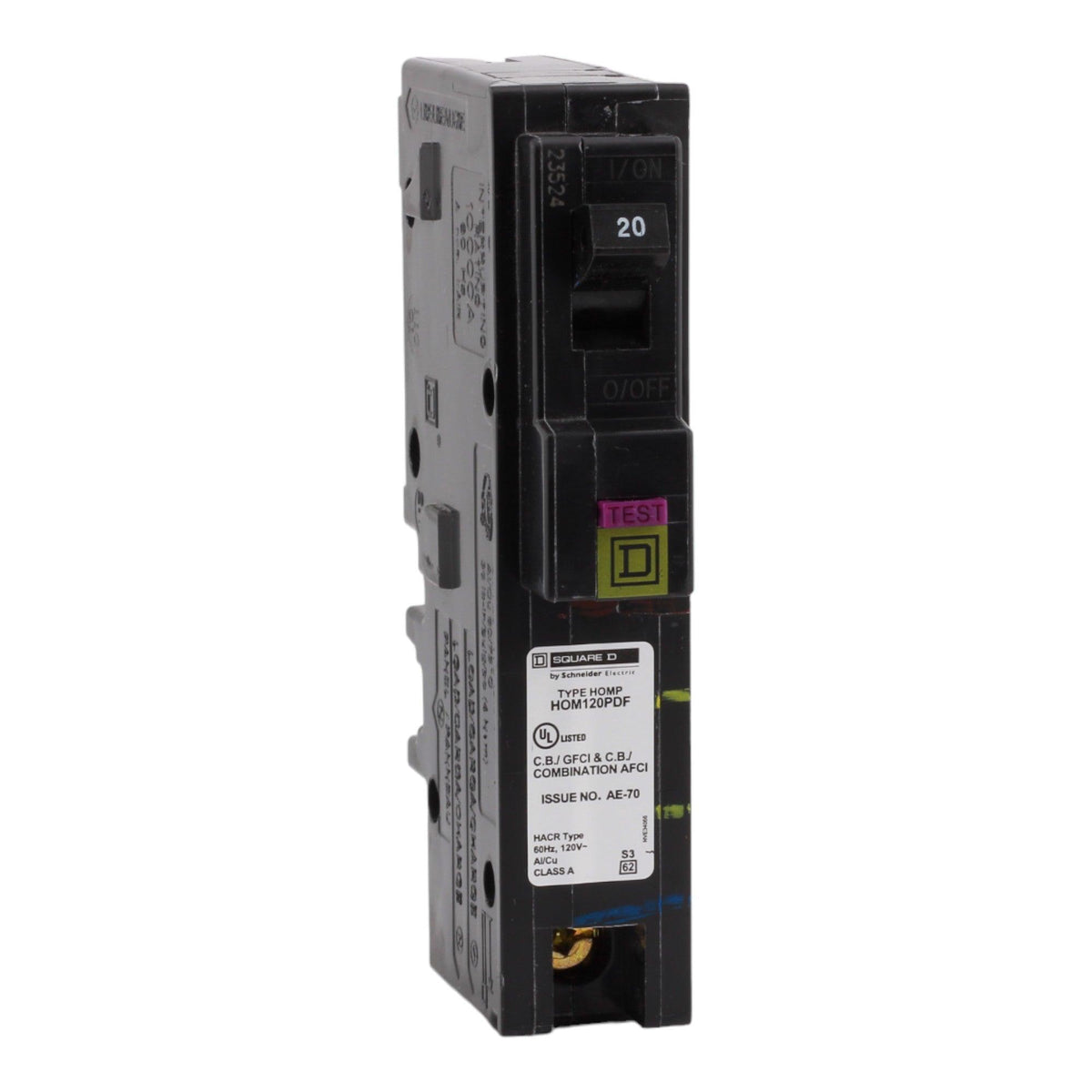 Square D Homeline HOM120PDF 20A 1P 120V AFCI/GFCI Plug on Neutral Circ ...